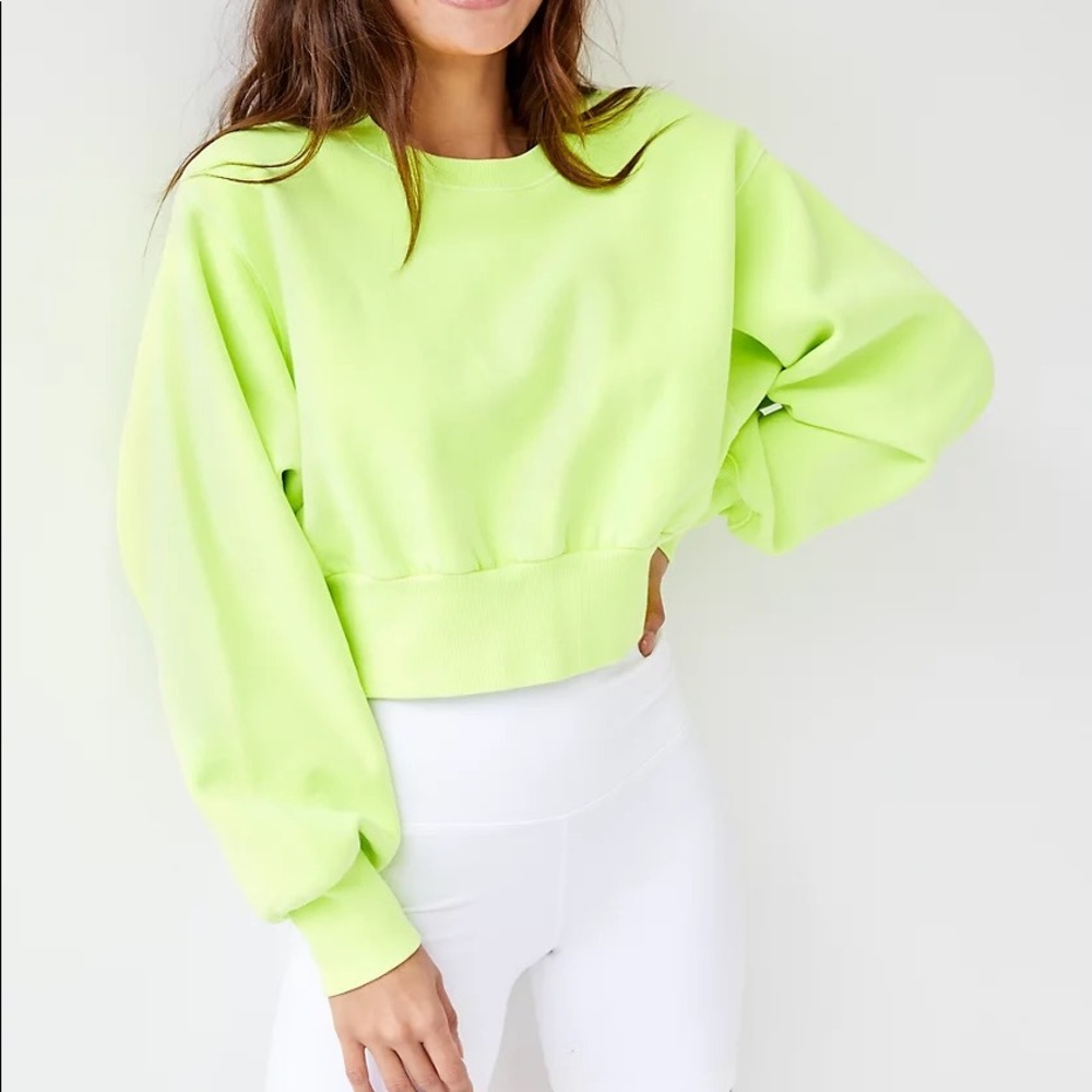 Aritzia Neon Lime Cropped Sweatshirt